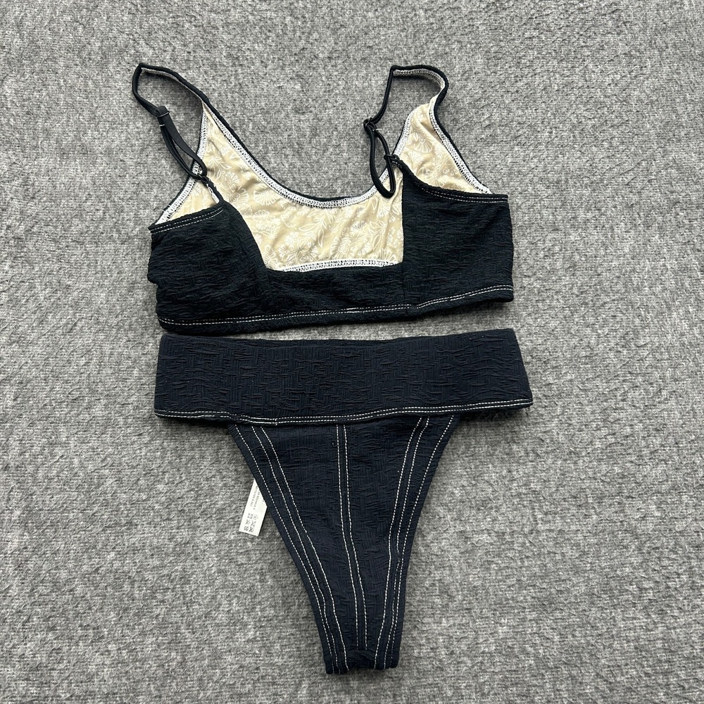 Free People Free-est Farrah Dylan Bikini Set XS/S Black Textured Swimsuit - Picture 7 of 10